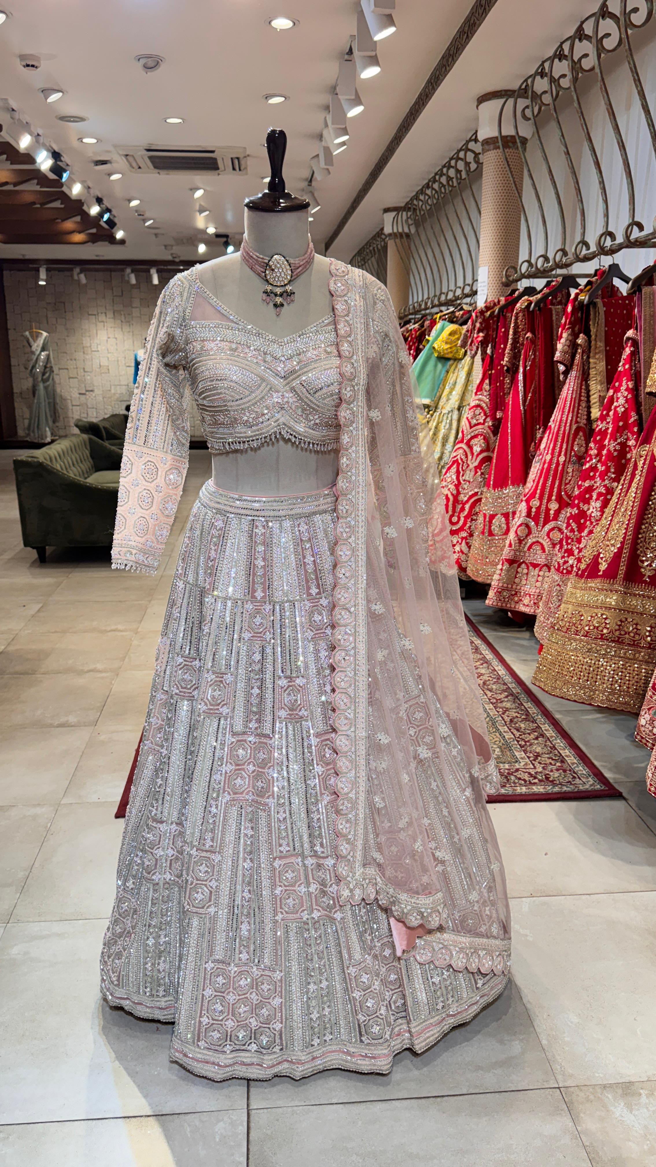 Peach embroidered lehenga