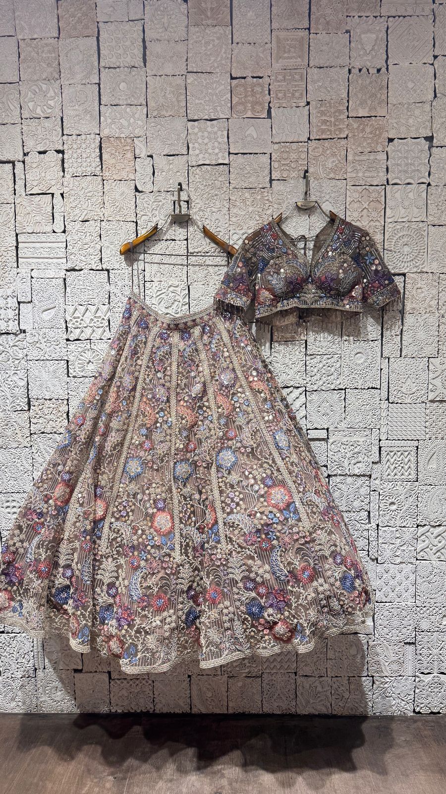 BEIGE MULTICOLOR LEHENGA