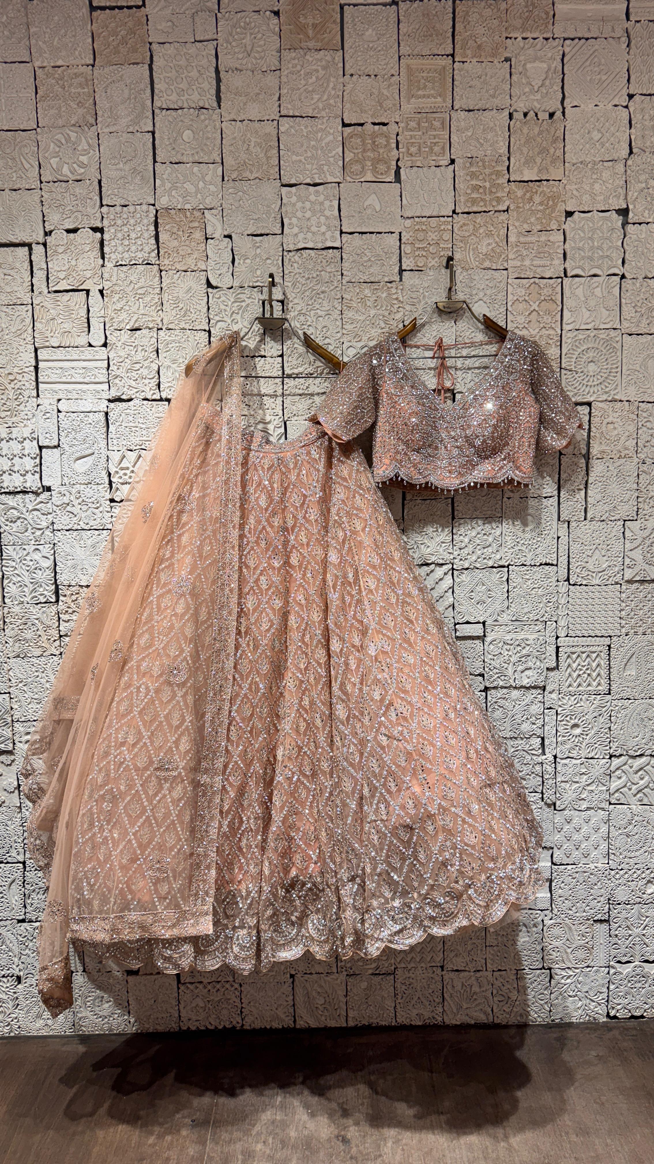 PEACH CRYSTAL LEHENGA