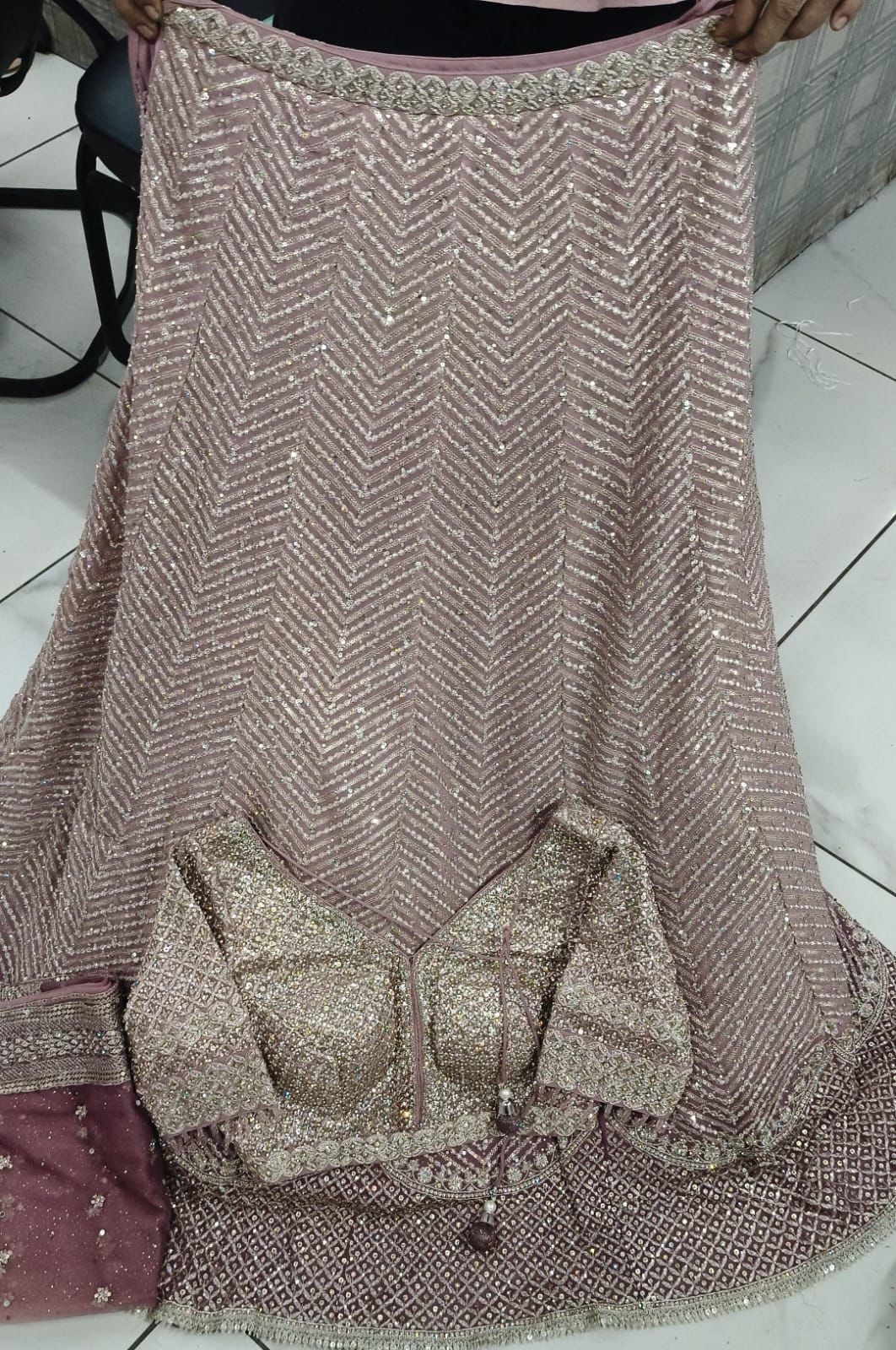 custom Brown sequins lehenga