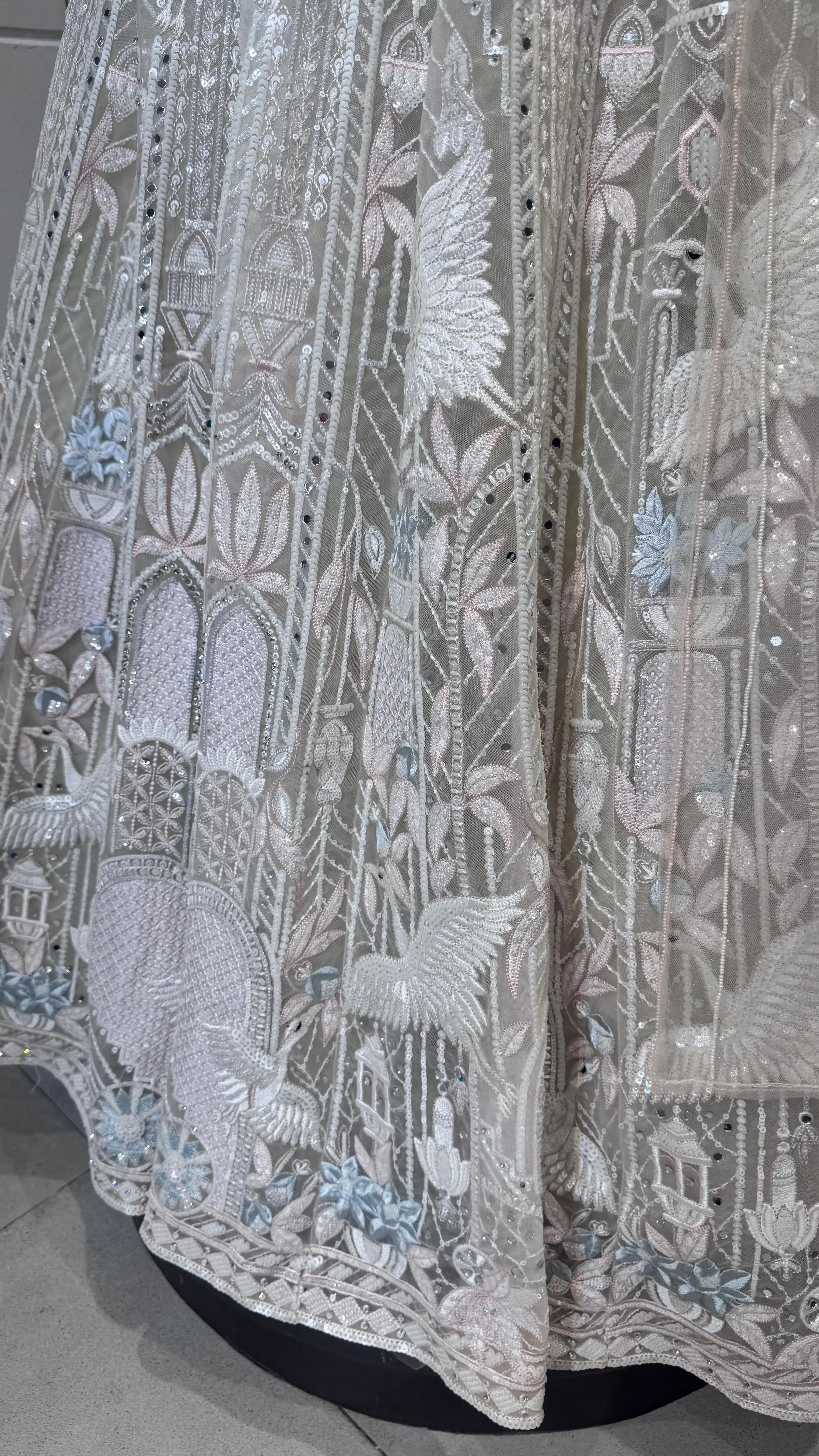 White Bird Embroidered Designer Lehenga with Dupatta