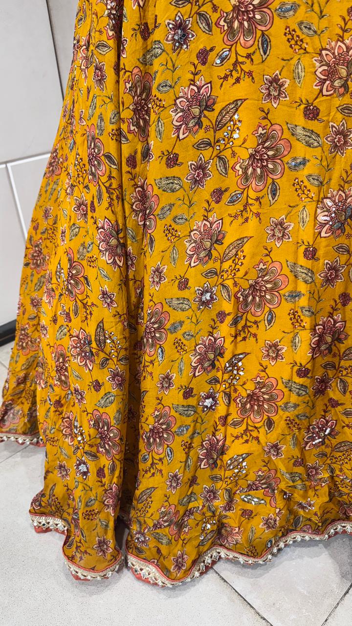 Mustard multicolour lehenga