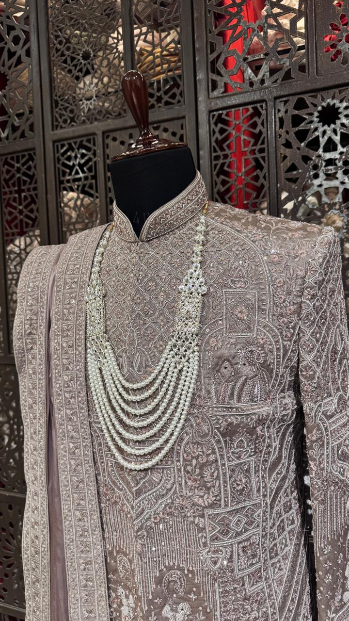Elephant embroidered Sherwani