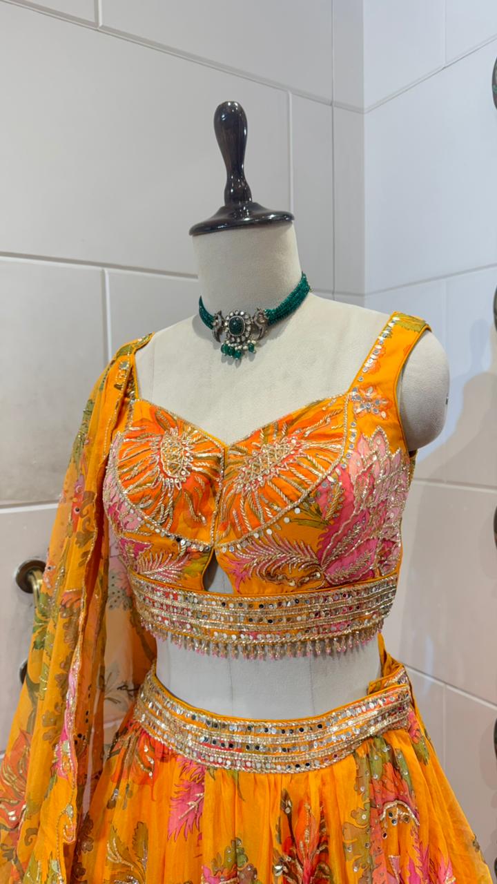Yellow Multicolour lehenga
