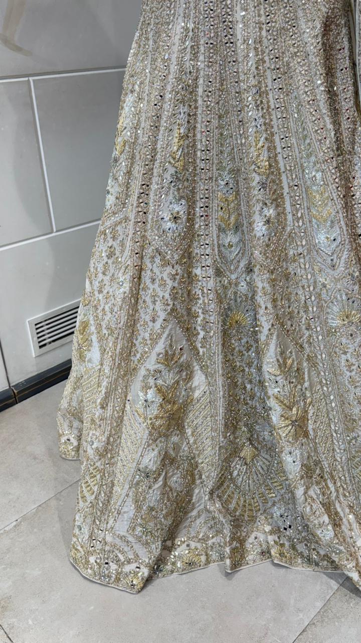 White mirror lehenga