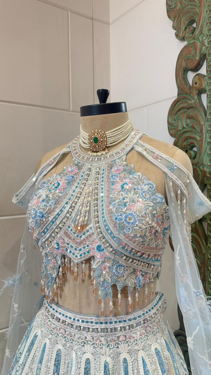 Ice Blue Embellished Lehenga