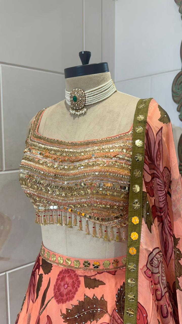 Peach and green floral