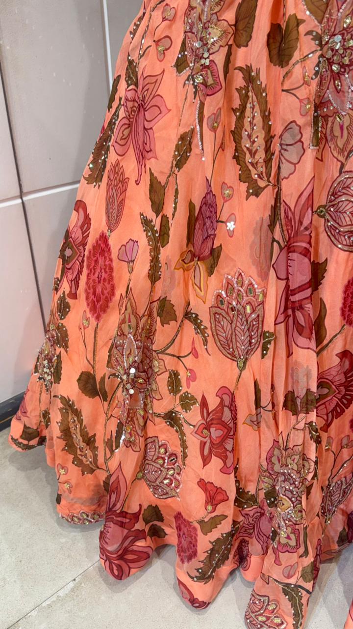 Peach and green floral