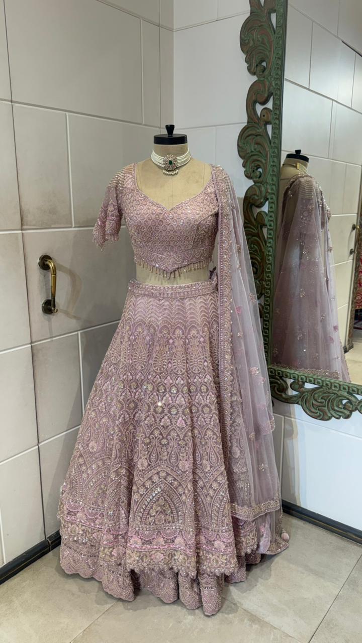 Dusty pink pearl lehenga