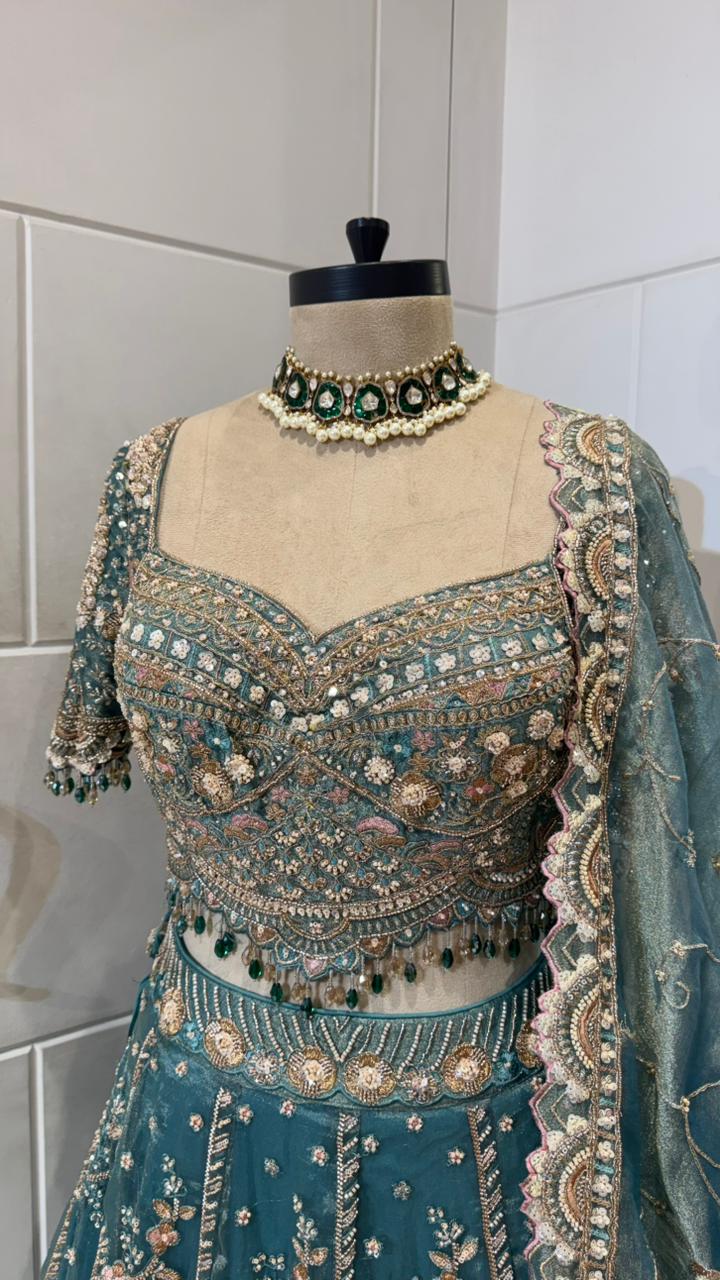 Royal Blue Embroidered Designer Lehenga