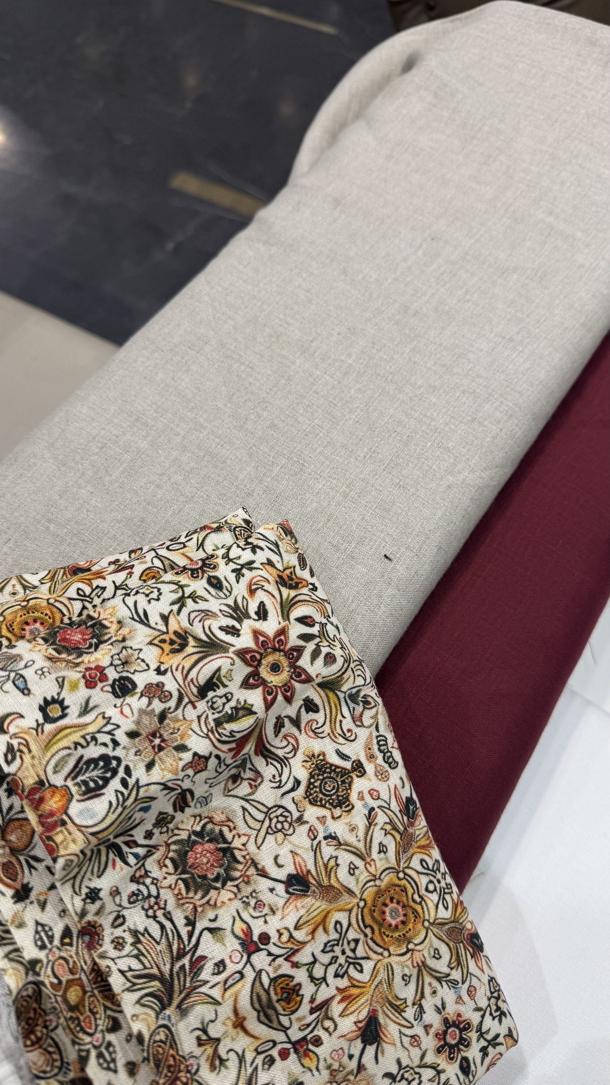 Maroon shirt with beige pant