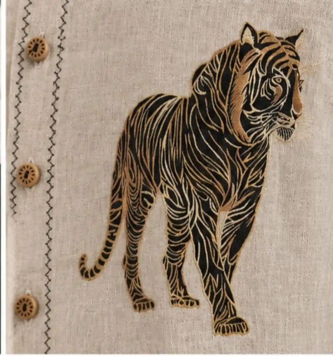 Natural linen hand painted shirt