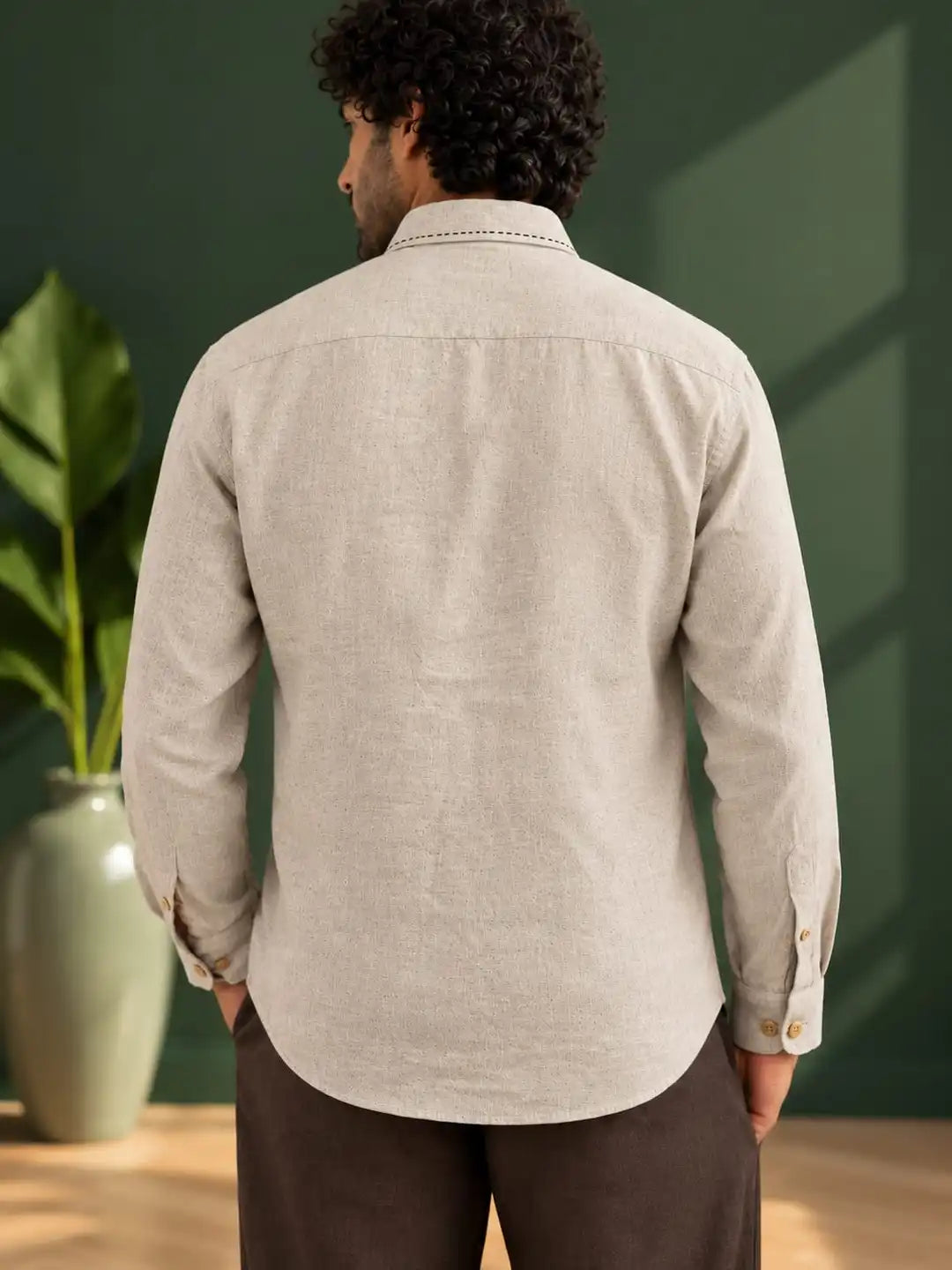 Natural linen hand painted shirt