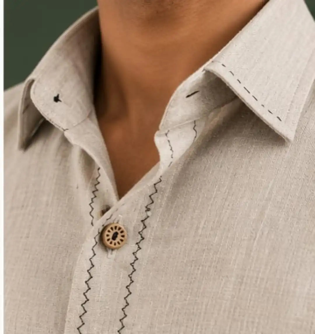Natural linen hand painted shirt
