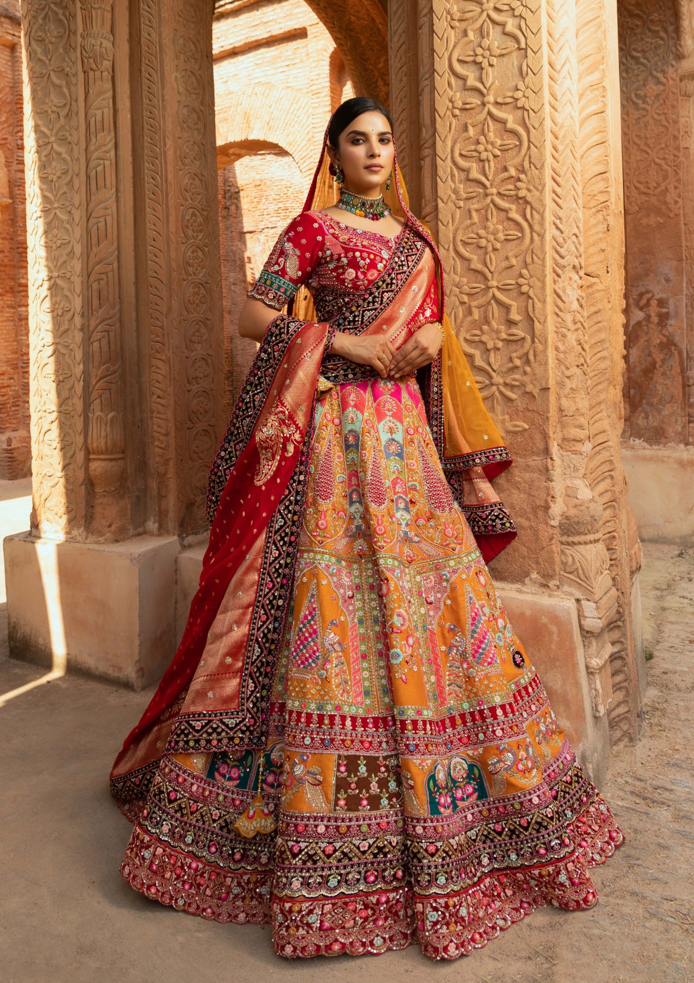 Yellow Colour Exclusive Bridal Wedding Wear Satin Heavy Embroidery With  Stone Work Lehenga Choli Collection 4505 - The Ethnic World