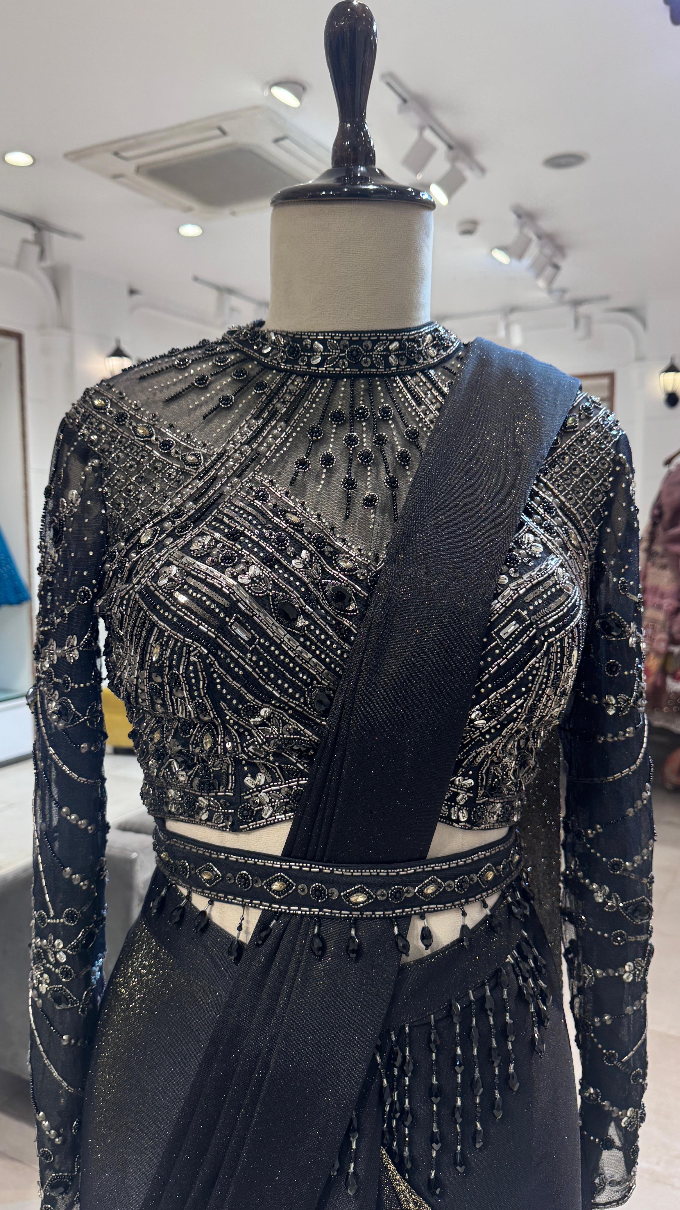 Black shimmer saree