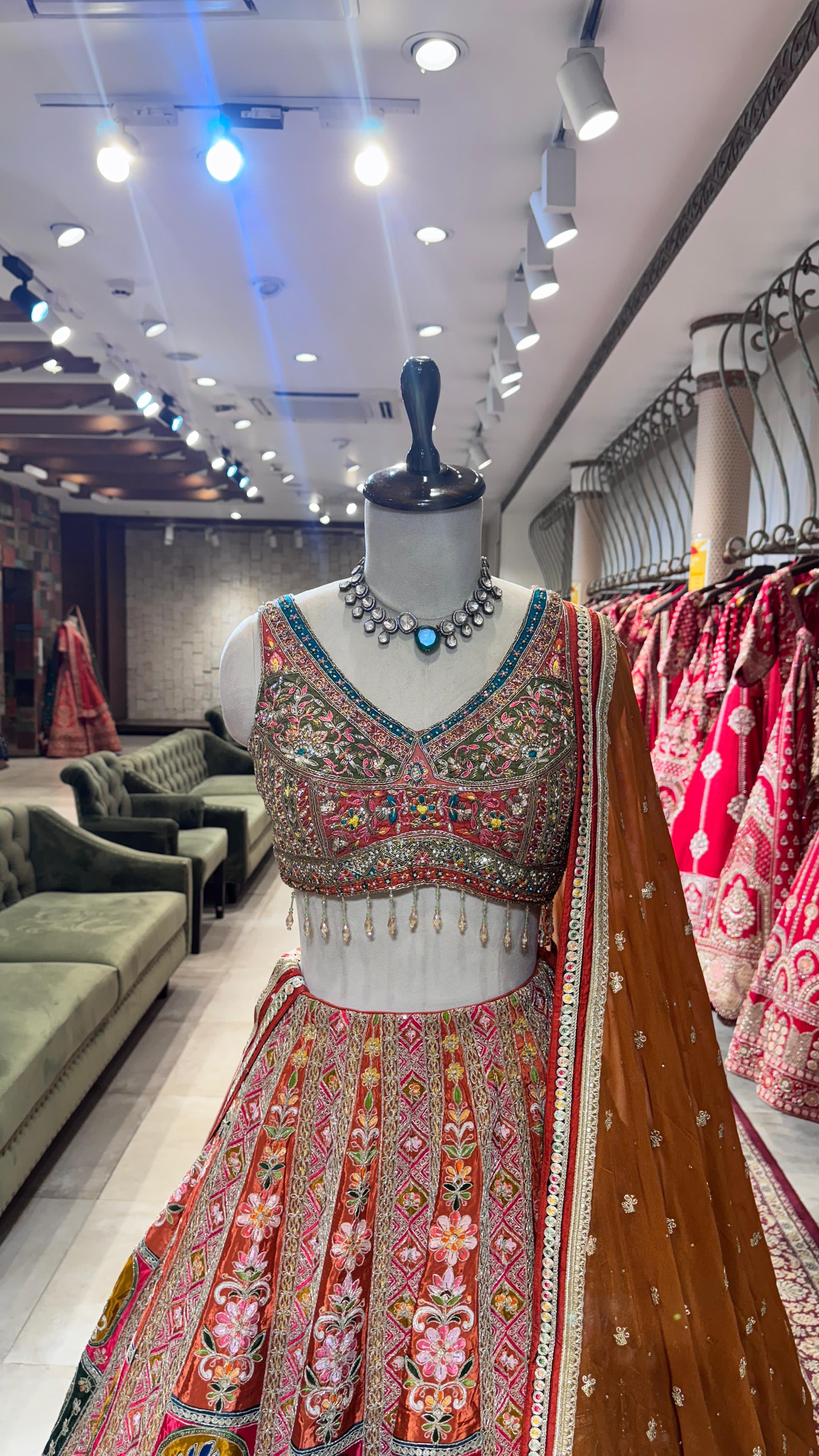 Multi color lehenga with beadwork