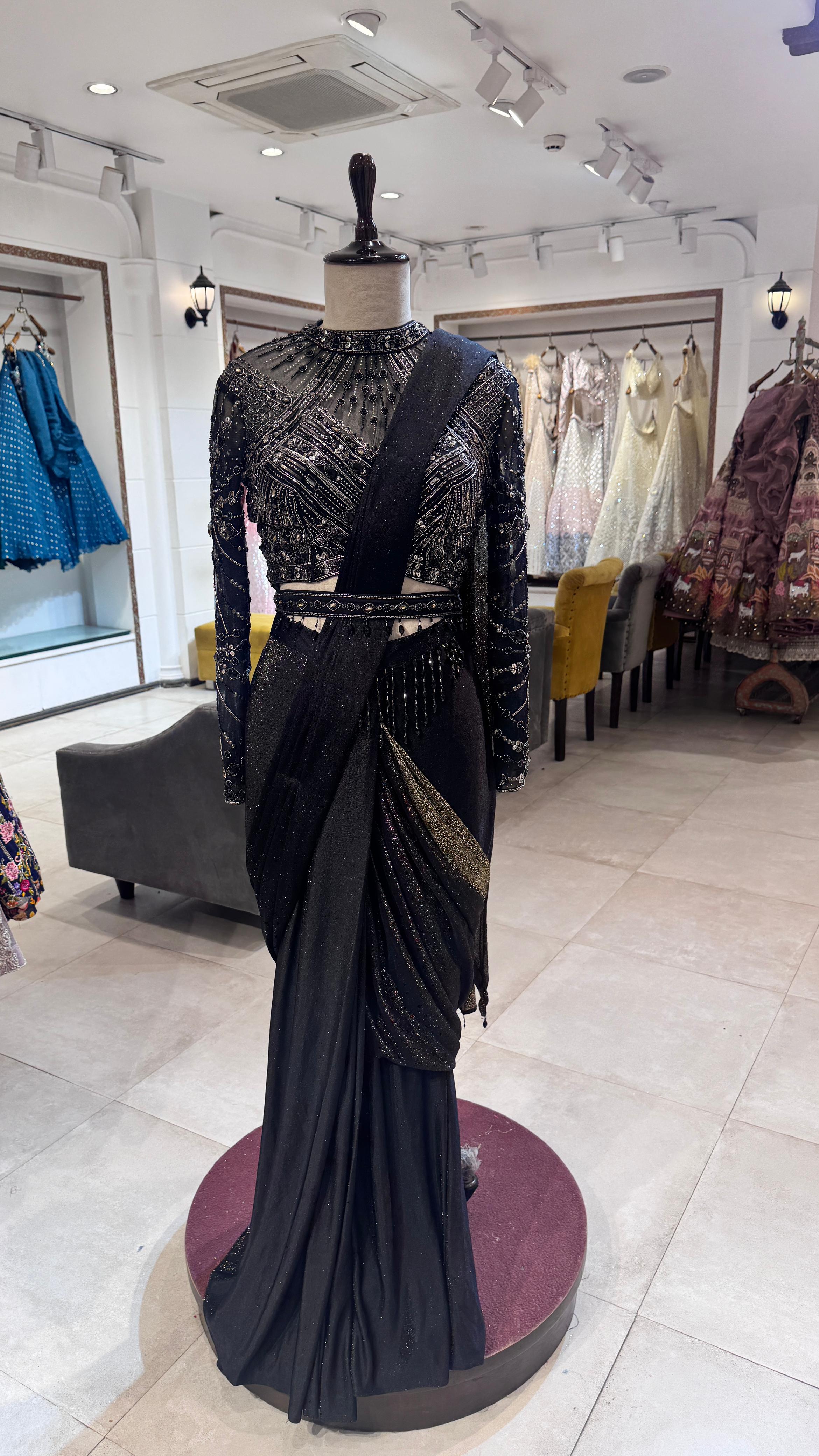 Black shimmer saree
