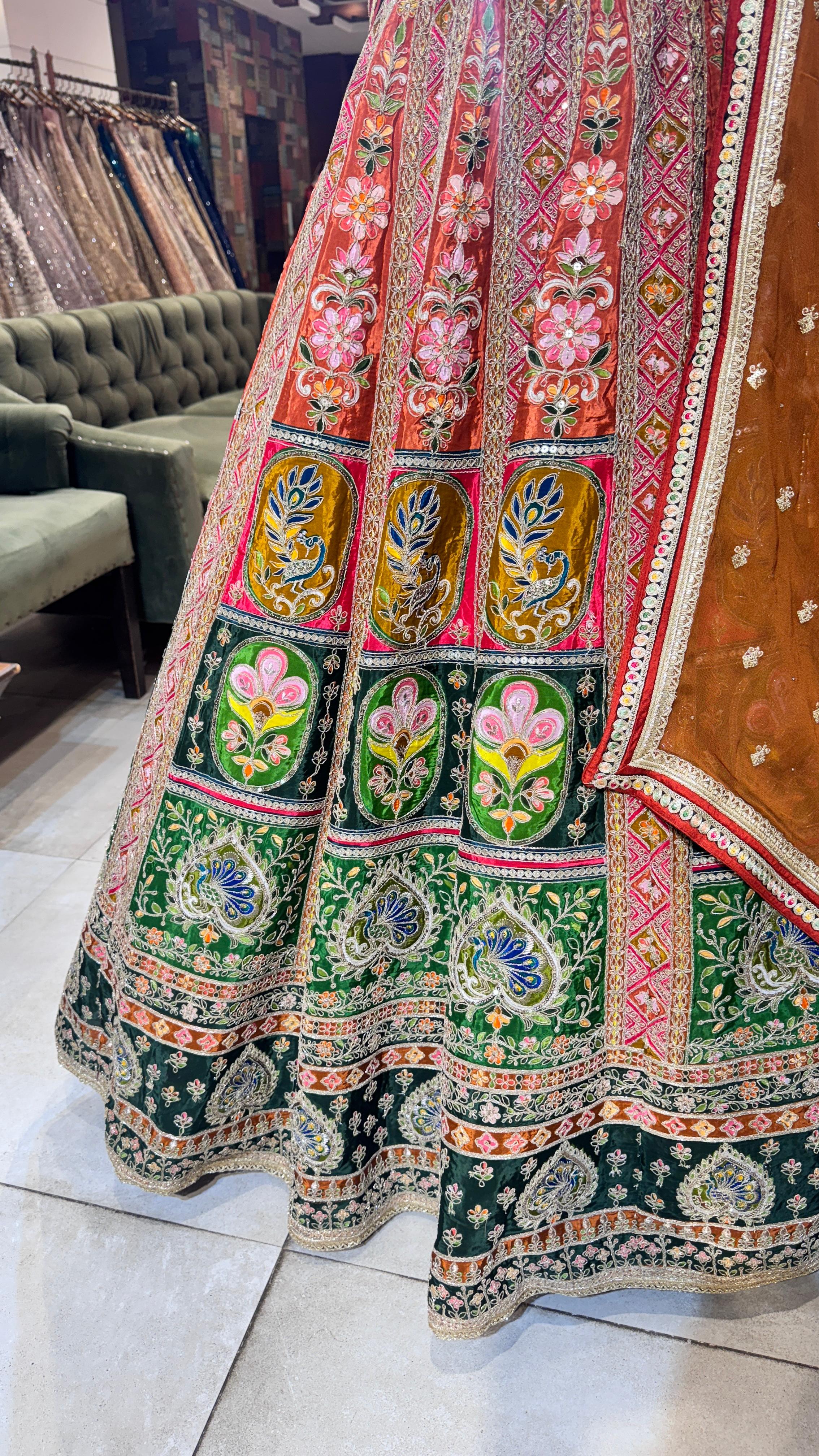 Multi color lehenga with beadwork