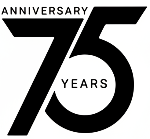 75th anniversary logo with 'Anniversary 75 Years' text on a white background