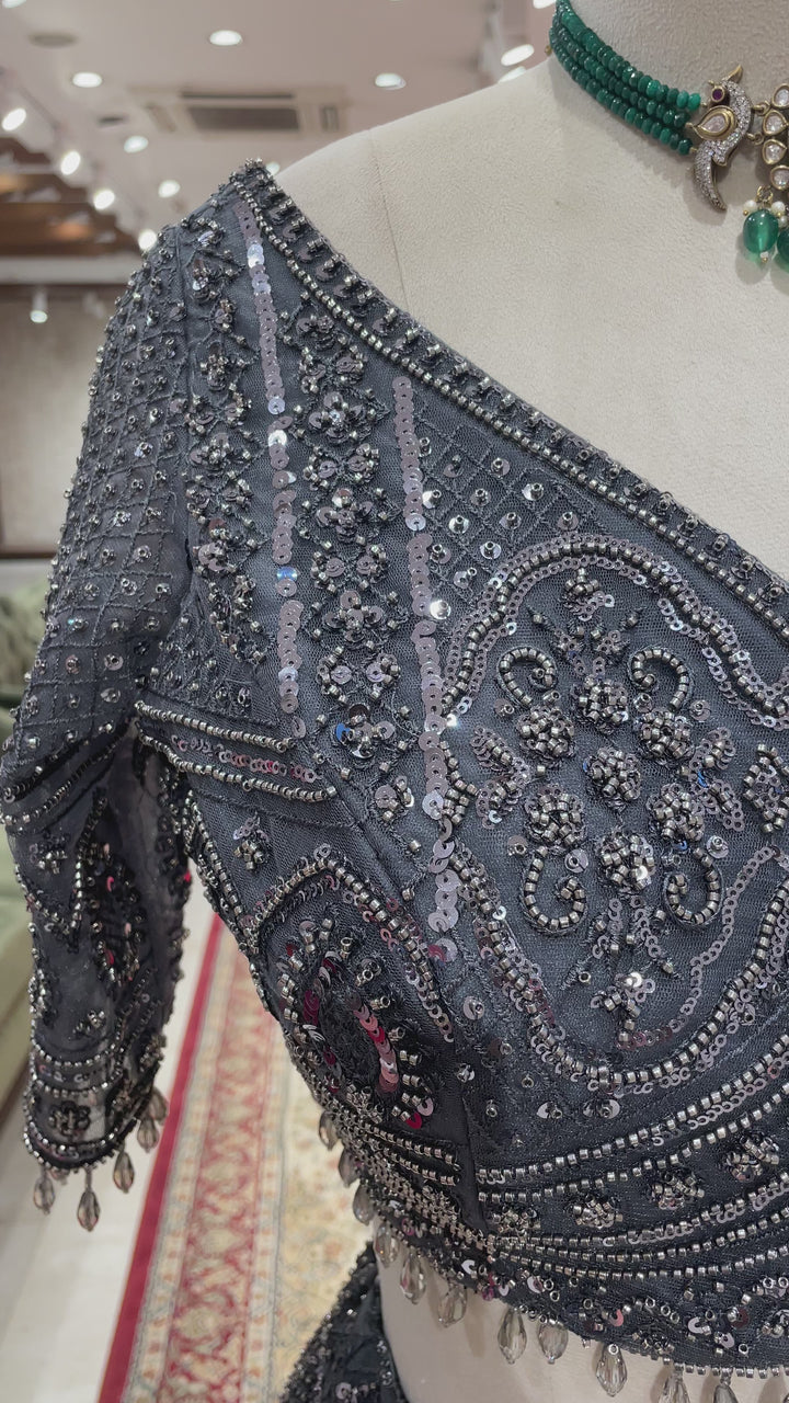 Grey sequins work Lehenga