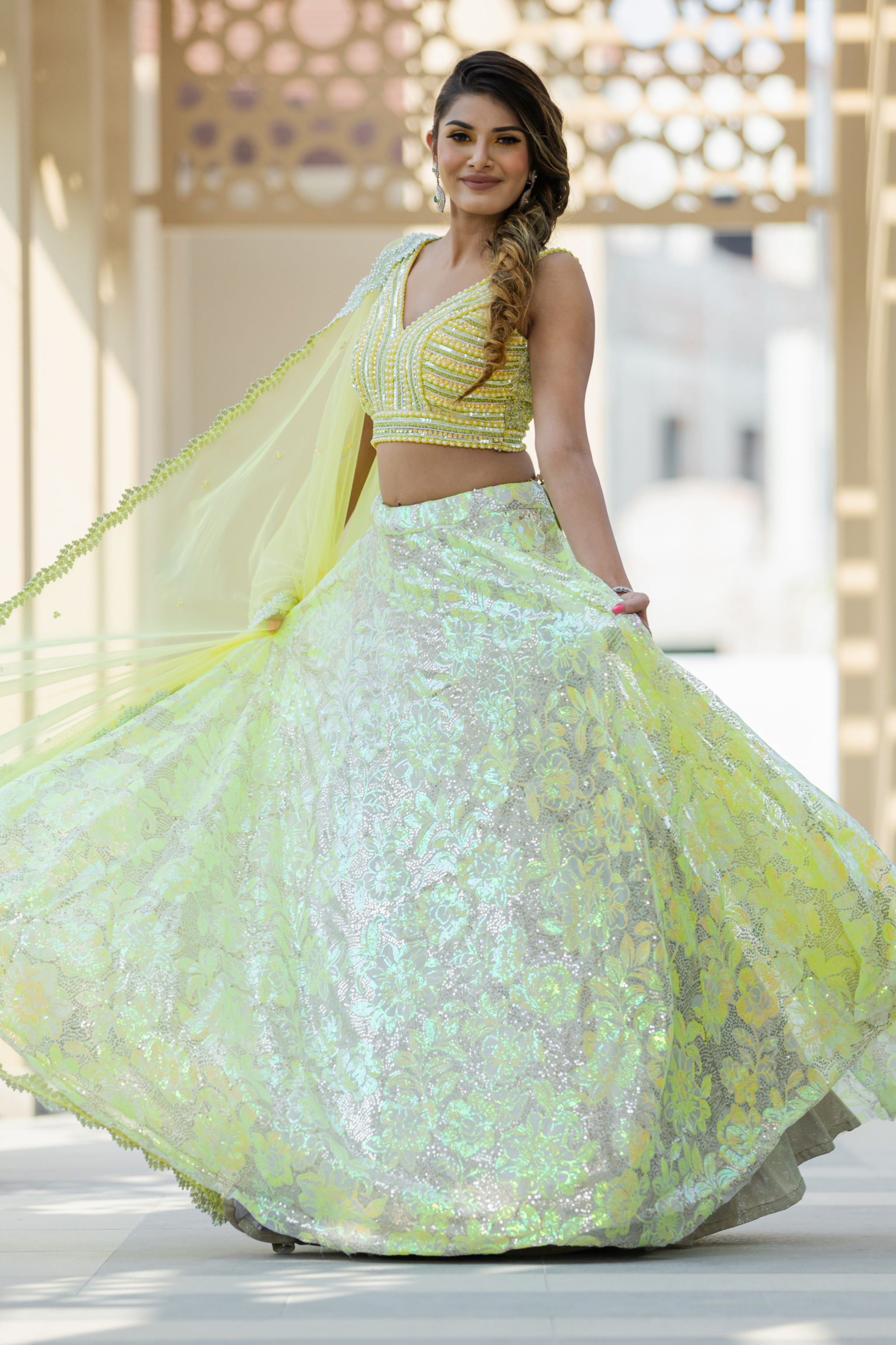 Green Embriodered Lehenga