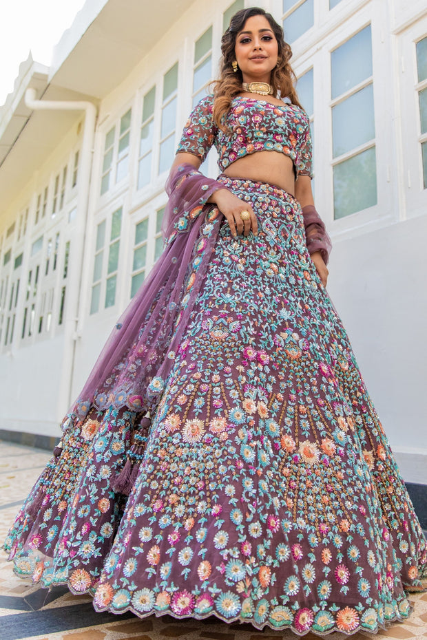 Multi Colour Thread Bridal Trendy Lehenga Choli