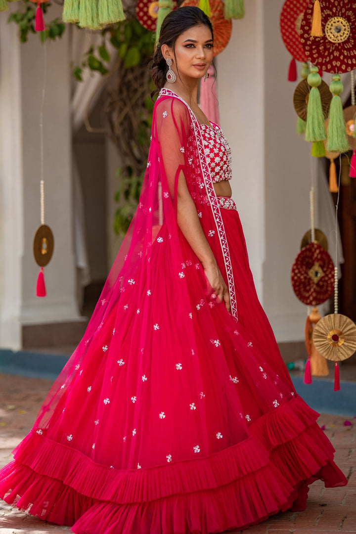 Red Cape Lehenga