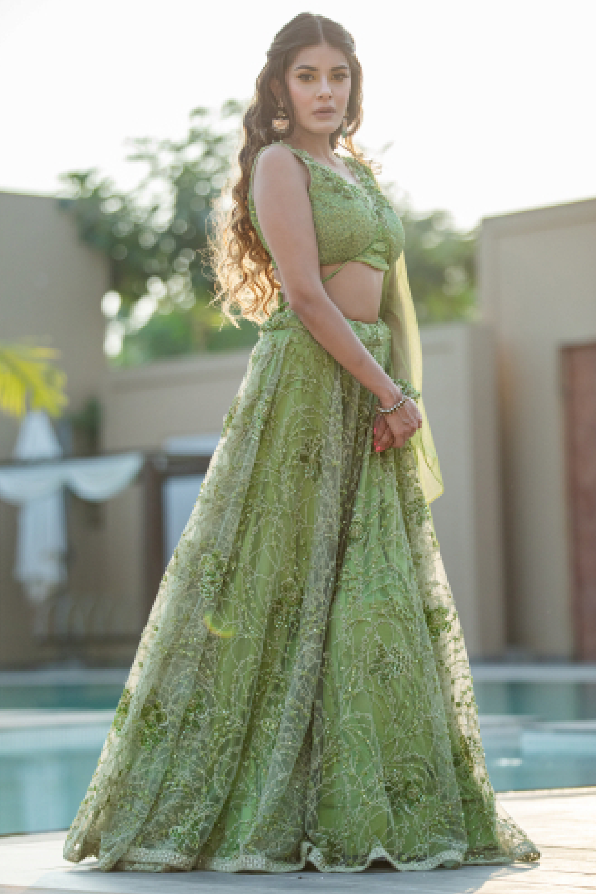Pista Green Lehenga